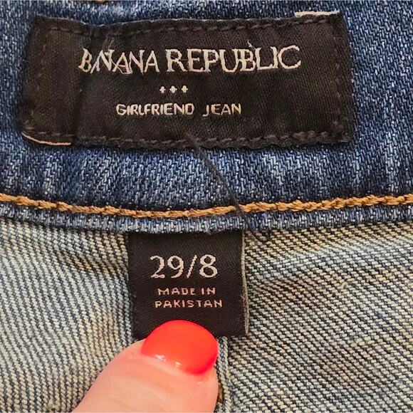Banana Republic Light Wash Distressed Girlfriend Mid Rise Jeans Size 29 8 - Picture 8 of 8